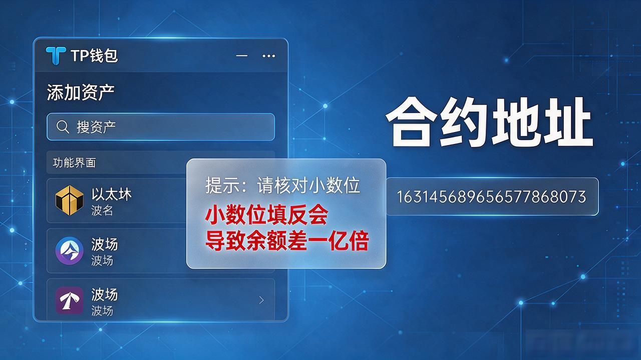 tp钱包怎么加合约地址？网络切错、小数位填反，前面全白折腾